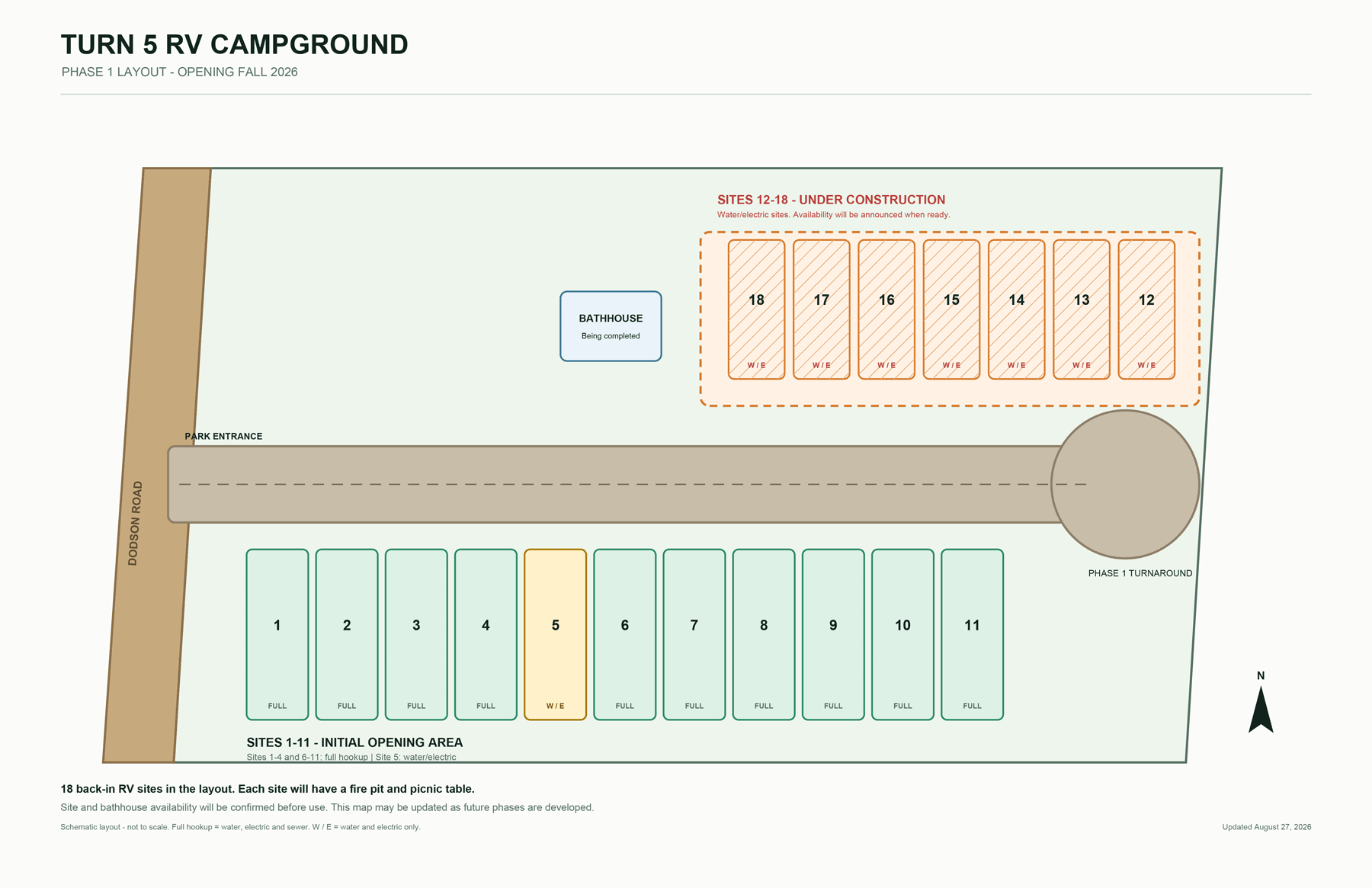 Turn 5 Campground Phase 1 Sitemap